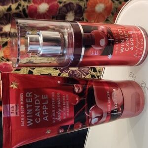 NWT Bath & Body Works Winter Candy Apple 2 pc set Body cream & Fragrance Mist